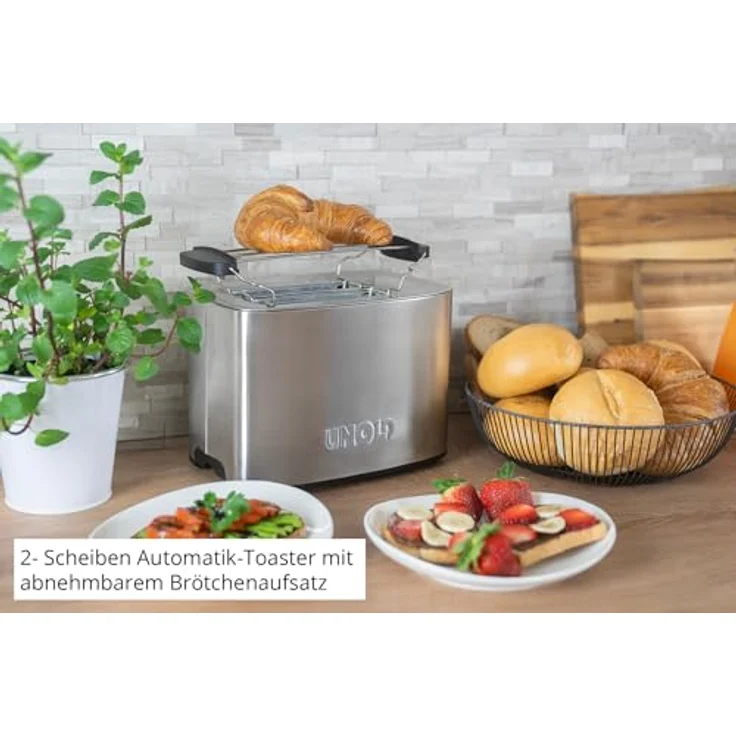 Unold 38216 Toaster Tommy 2-Scheiben-Toaster, 850 W, wärmeisoliertes Edelstahlgehäuse, Extra-große Röstkammern, XXL-Toastscheiben, 4 Funktionen - Edelstahl – Bild 3