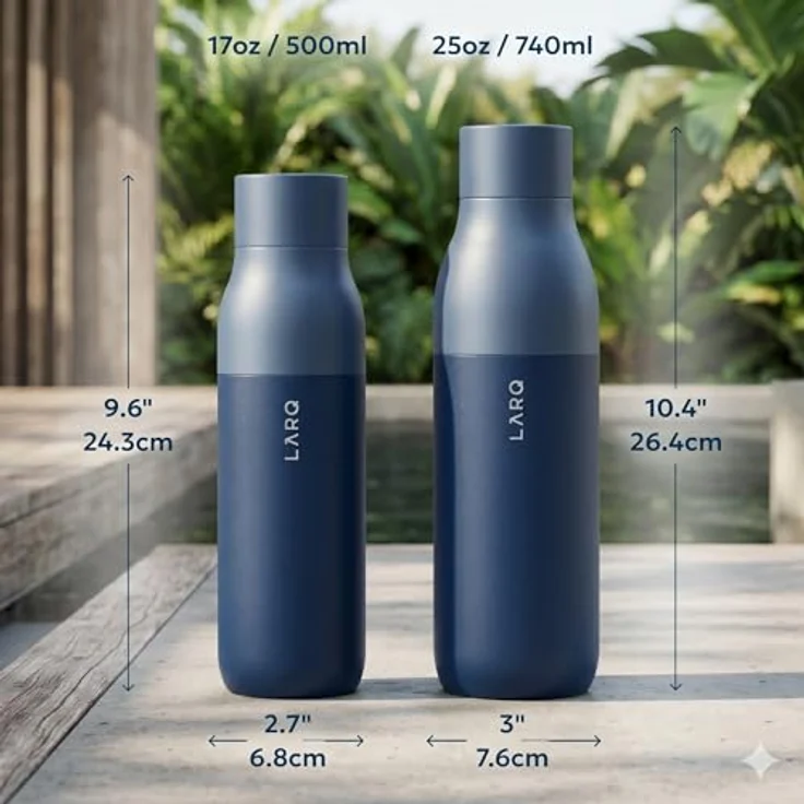 LARQ Bottle Twist Top 500ml - Isolierte Edelstahl-Trinkflasche | Thermoskanne, BPA-frei | Wiederverwendbare Wasserflasche für Camping, Büro und Reisen | Hält Getränke kalt und heiß, Monaco Blue – Bild 8