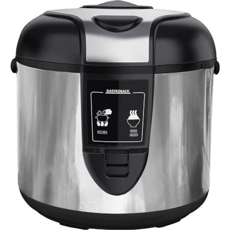 Gastroback 42507_S Premium Edition Reiskocher, 3 Liter mit Dampfgarer-Funktion, Warmhalte- und präziser Temperaturregelung, 410 Watt