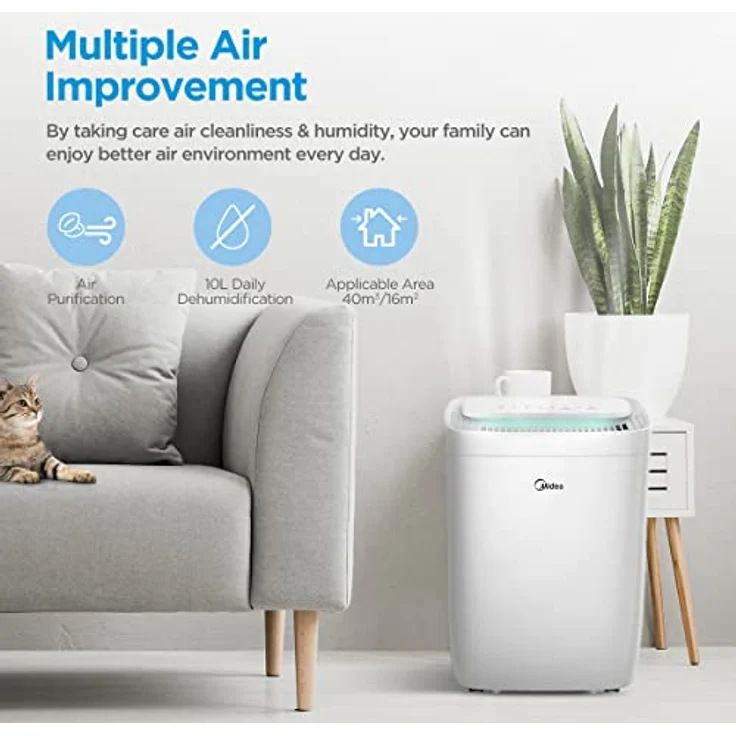 Midea Luftentfeuchter 10 l/24 h, Luftentfeuchter zu Hause Schimmel, WIFI-Steuerung, HEPA-Filter, FRESH DRY 10 - Preisvergleich – Bild 2