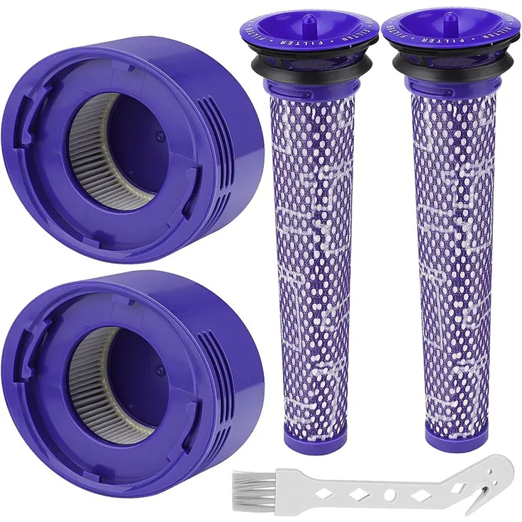 FELIXLEO Bürstenfilter Set für Dyson V8/V7 Staubsauger, 2-tlg. HEPA Vorfilter und Nachfilter, waschbar und wiederverwendbar