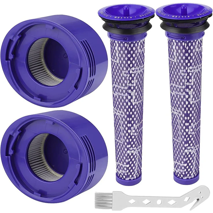 FELIXLEO Bürstenfilter Set für Dyson V8/V7 Staubsauger, 2-tlg. HEPA Vorfilter und Nachfilter, waschbar und wiederverwendbar