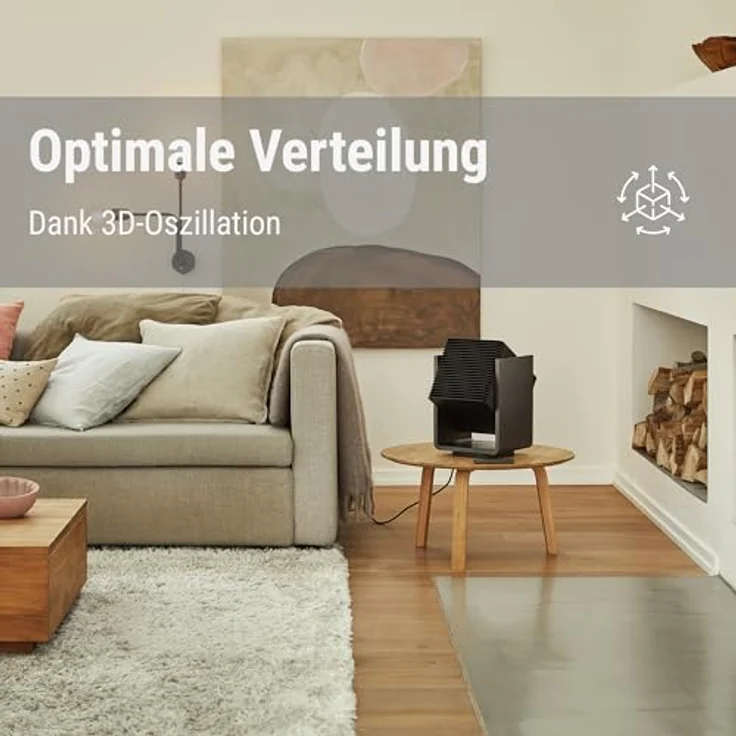 Stadler Form Heizlüfter & Ventilator Alex, 3D-Oszillation, 4 Leistungsstufen Ventilator, 2 Leistungsstufen Heizung, bis 8 m Winddistanz, Fernbedienung, schwarz – Bild 5