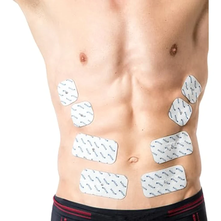 Axion Elektrodenpads für TENS EMS, 12 St. selbstklebend, 10x5cm (4), 5x5cm (4), 3.2cm rund (4), 3.5mm Druckknopfanschluss – Bild 3