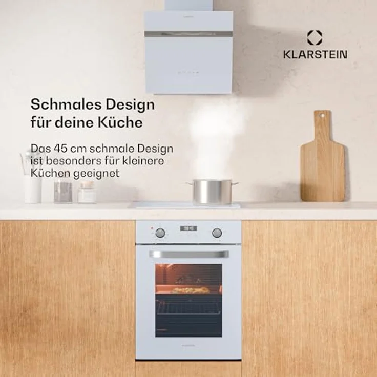 Klarstein SmartSlim Einbaubackofen 45 cm, 49 L, 9 Funktionen, Dampfreinigung, abnehmbare Glastür, schwarzes Glas, digitaler Timer – Bild 2