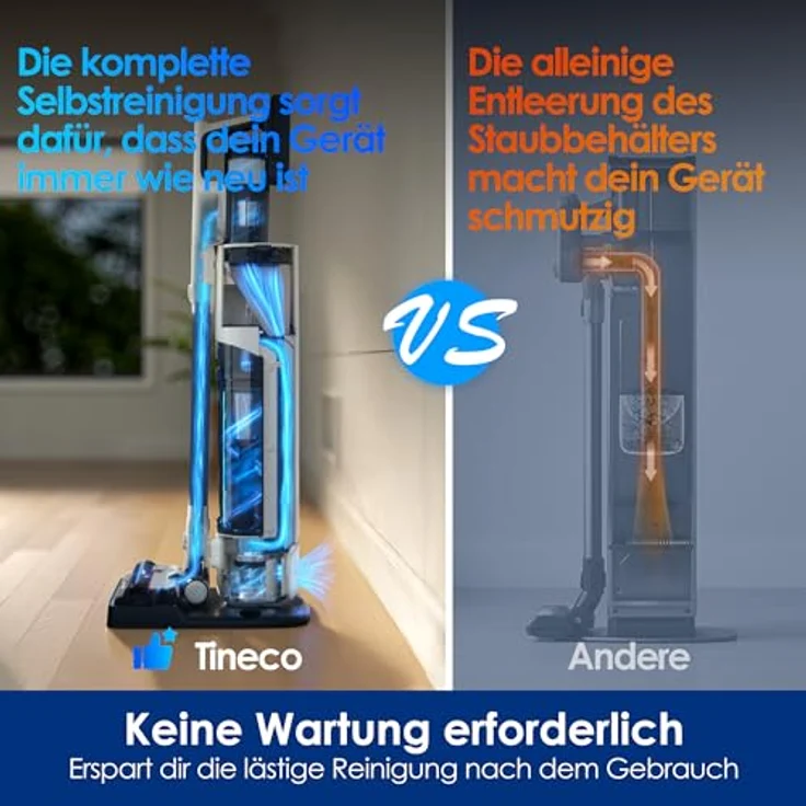 Tineco Pure ONE Station 5 Plus Kabelloser Staubsauger mit 2,5L Absaugstation, Selbstreinigung, 175W Saugkraft, ZeroTangle Technologie, iLoop, für Hartboden Teppiche – Bild 3