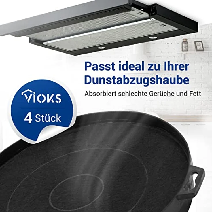 VIOKS Aktivkohlefilter Set 4 Stk, passend wie Bosch 00353121, für Dunstabzugshauben – Bild 4