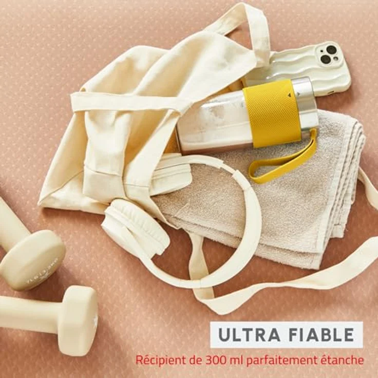 Moulinex Lightmix LM1C0210 Tragbarer Standmixer, 300 ml, leistungsstark, wiederaufladbar, Gelb – Bild 5