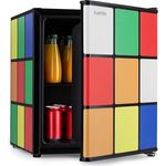 Klarstein Solve Mini-Kühlschrank, 48 Liter, thermoelektrisches Kühlsystem, 0 bis 10 °C Kühlung, Rubik-Würfel-Design, schwarz/bunt