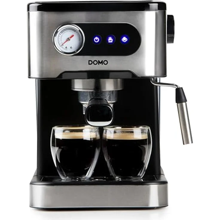 DOMO DO1138K Espressomaschine mit Manometer - 20 Bar - Edelstahl/schwarz - Leistungsstarke ULKA-Druckpumpe, PID Temperature Control – Bild 5