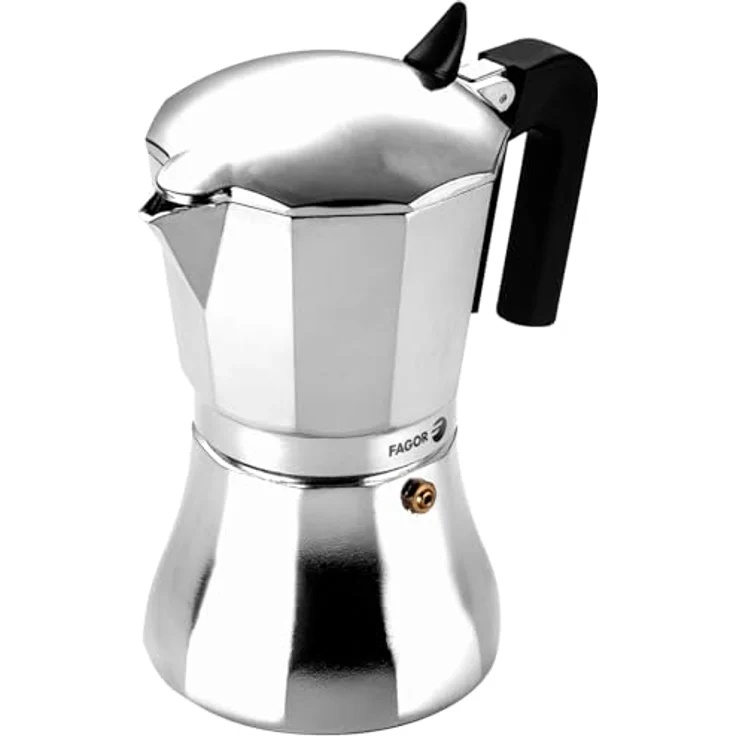 Fagor Cupy, Italienische Kaffeemaschine aus Aluminium, 12 Tassen, für alle Herdarten geeignet, thermoisolierender Nylongriff, langlebige Silikondichtung – Bild 1