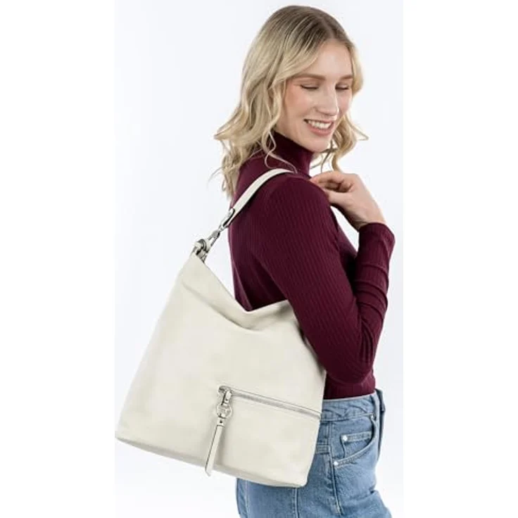Tamaris TAS Nele, Damen Handtasche in Weiß, Grau und Beige, aus Feinsynthetik mit Reißverschluss und verstellbarem Umhängeriemen – Bild 3