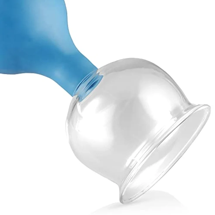 pulox Schröpfglas aus Echtglas inkl. Saugball in Blau, 62 mm – Bild 3