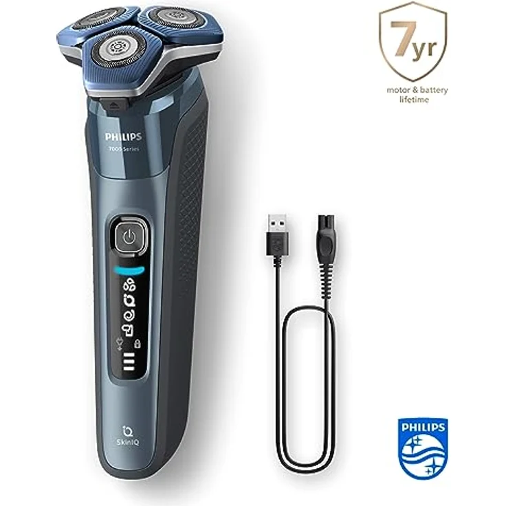 Philips Shaver S7000 Elektrischer Nass- & Trockenrasierer in Eisblau mit SkinIQ Technologie & 45 selbstschärfenden Klingen – Bild 5