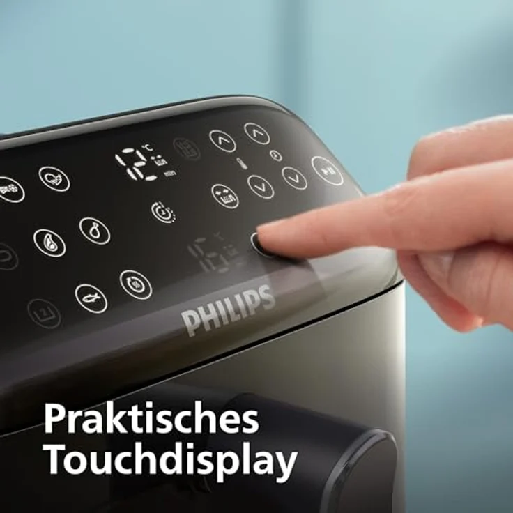 Philips Heißluftfritteuse NA462/80 4000 Series, 10L Stacked Dual Basket, 2750 W, RapidAir Technologie, Schwarz/Dunkelgrau, kupfer Griff – Bild 7