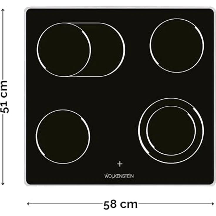 Wolkenstein Einbauherdset WMOC 90, XL-Garraum 66 Liter, 8 Backofenfunktionen, Energieeffizienzklasse A, 2-Kreis und Bräterzone, Glaskeramikfeld, 8400 W – Bild 5