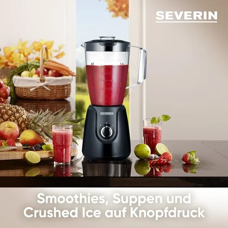 SEVERIN Standmixer mit abnehmbarem Mixbehälter, 1,5 L, ca. 600 W, SM 3707, Schwarz – Bild 3