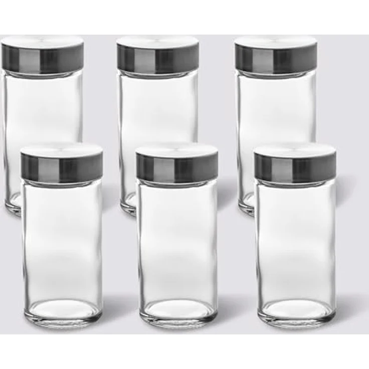 DekorStyle Gewürzdosen Set Alesar, 6 Stück aus Glas, 80 ml Füllmenge, transparent – Bild 3