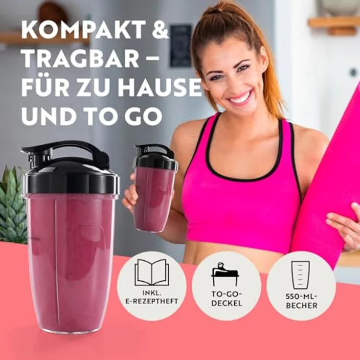 GOURMETmaxx Nutrition Mixer Pro 1.000, Standmixer mit Zubehörset L für Shakes und Smoothies, 1000 Watt – Bild 3