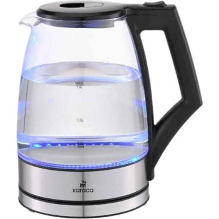 Karaca Glacia Kettle, Glas Wasserkocher Edelstahl, 2200W, 1,8 Liter, mit LED Beleuchtung und automatischer Abschaltfunktion – Bild 1