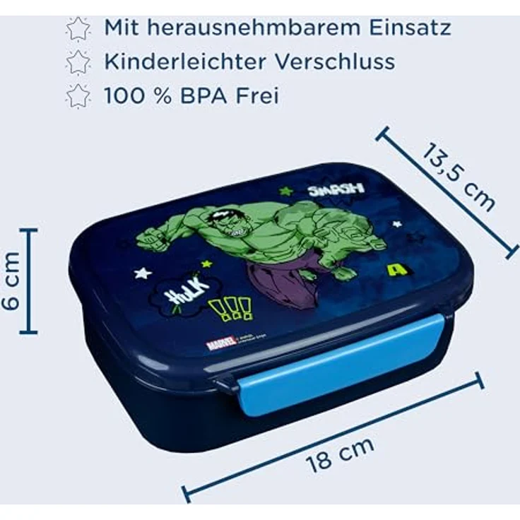 Scooli Lunchbox Avengers, praktische Brotzeitdose mit herausnehmbarem Einsatz, 135 x 180 x 60 mm – Bild 2