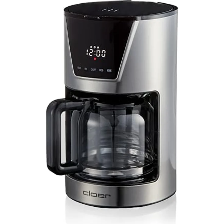 Cloer 5257 Filterkaffeemaschine für 12 Tassen, Warmhaltefunktion, Glaskanne, Aromastufen wählbar, LCD-Touch-Display, Timer, Edelstahl – Bild 2
