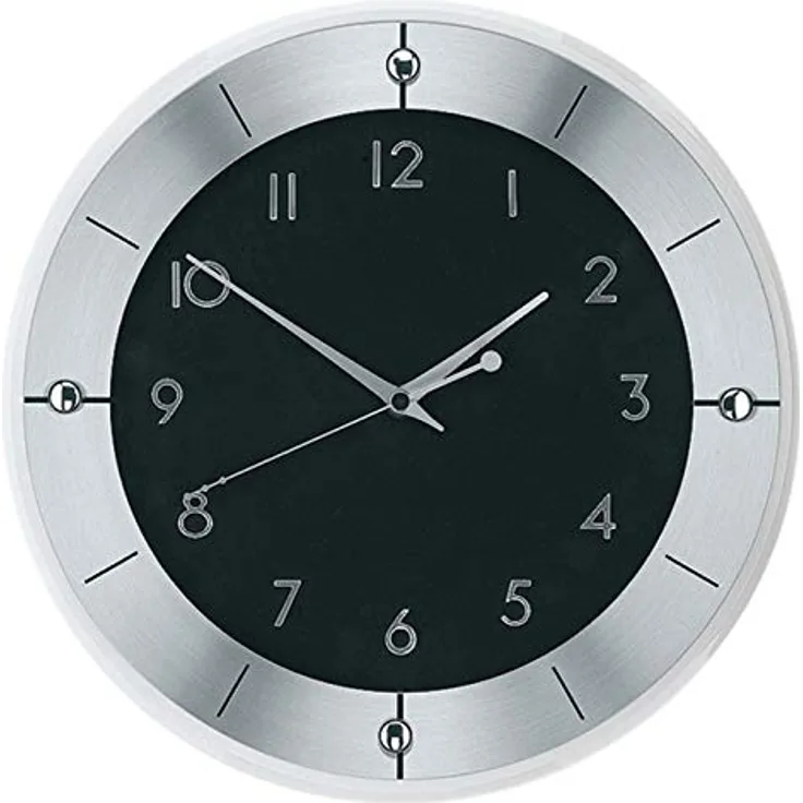 AMS Funk-Wanduhr, Holz, Schwarz, 35 x 35 x 12 cm - Preisvergleich