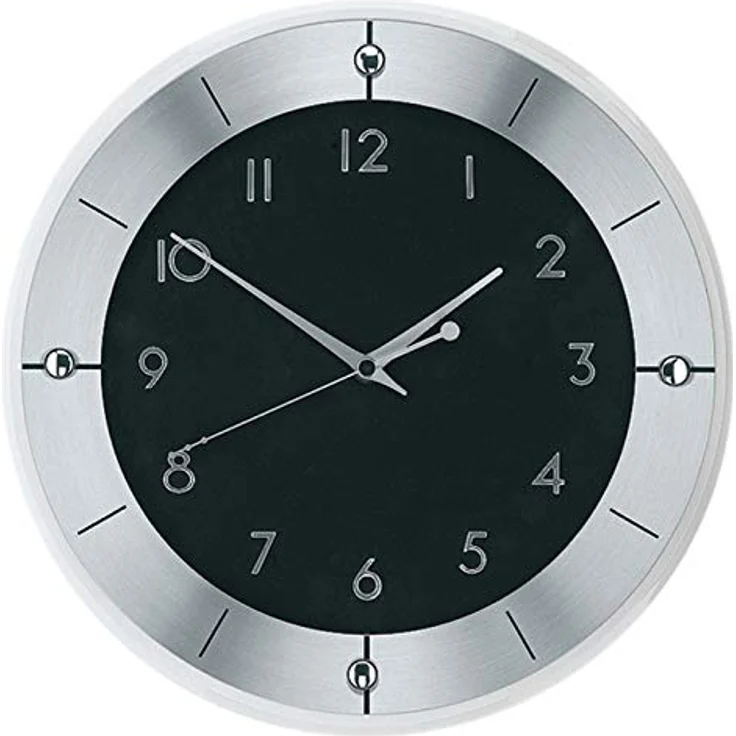 AMS Funk-Wanduhr, Holz, Schwarz, 35 x 35 x 12 cm – Bild 1