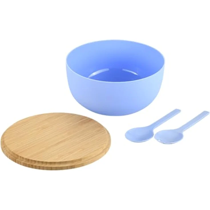 KESPER® Salatschüssel mit Deckel und Salatbesteck, 4-teiliges Set aus Polypropylen mit FSC®-zertifiziertem Bambusdeckel – Bild 1