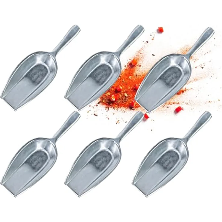 Westmark Gewürzschaufeln Hygia – 6 praktische Mini-Schaufeln zum sauberen Dosieren von trockenen Zutaten – 6 ml, Aluminium