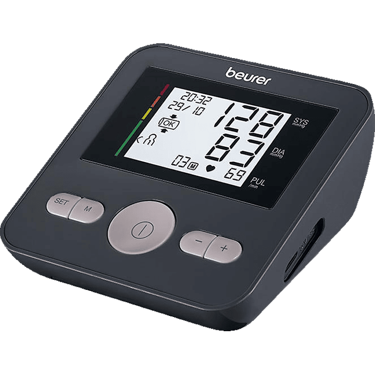 BEURER BM 2 R BEAT+, Oberarm-Blutdruckmessgerät mit großem Display und Universalmanschette