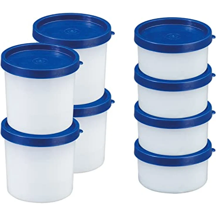Westmark 8 Kräuter-/Gefrierdosen, inkl. Deckel, Füllvolumen: 4x100ml, 4x200ml, stapelbar, Kunststoff, Trio, Farbe: Transparent/Blau, 258422E6 – Bild 1