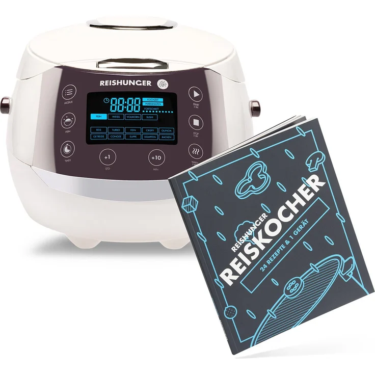 Reishunger Reiskocher - Digitaler Reiskocher & Dampfgarer, 860 W, 7-Kochphasen-Technologie, LED-Display