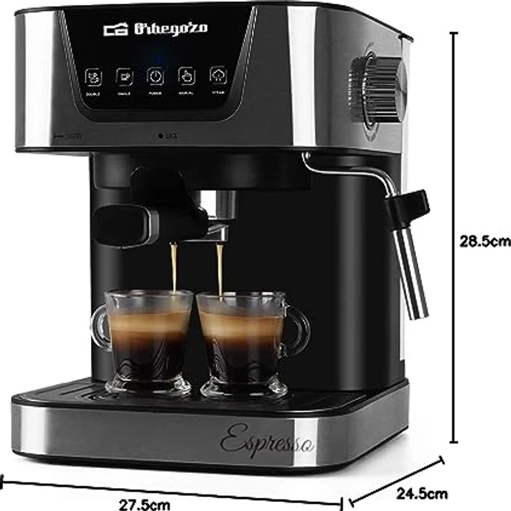 Orbegozo EX 6000, Espresso-Kaffeemaschine mit 20 Bar Pumpendruck, Edelstahl, für manuelle Zubereitung und Kaffeepads – Bild 6