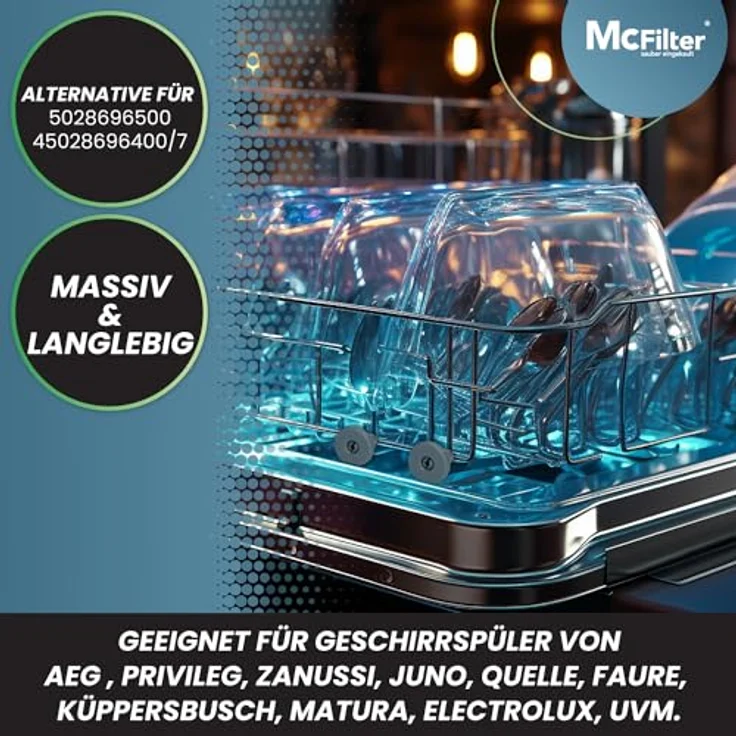 McFilter 8x universelle Korbrollen für Geschirrspüler, hitzebeständige Unterkorbrollen in Dunkelgrau, kompatibel mit AEG, Privileg, Zanussi, Juno, Quelle – Bild 4