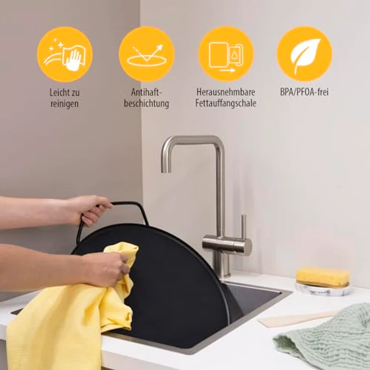 Tristar Tischgrill, Elektrischer Teppanyaki flache Brat-Platte Ø40cm für 4-6 Personen, 2000 W – Bild 5