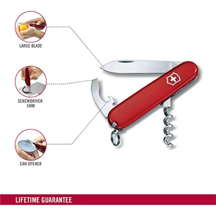 Victorinox, Taschenmesser, Waiter, 84 mm, rot (9 Funktionen, Klinge, Kapselheber, Dosenöffner, Korkenzieher) – Bild 3