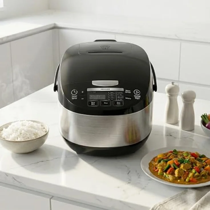 Heinner HMCK-5BK Multikocher 5 L, 770 W, Touch-Control, Timer, Warmhaltefunktion, Edelstahl Schwarz – Bild 5