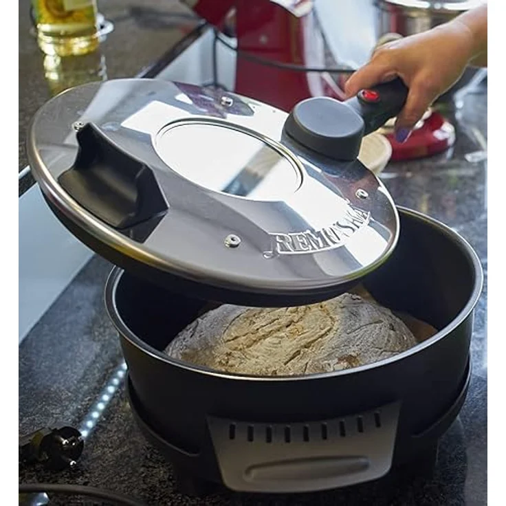 Remoska Multifunktionspfanne P32F/01, Tischgrill mit 4 Litern Fassungsvermögen, 580 Watt Leistung, Schwarz/Silber, spülmaschinenfest – Bild 8
