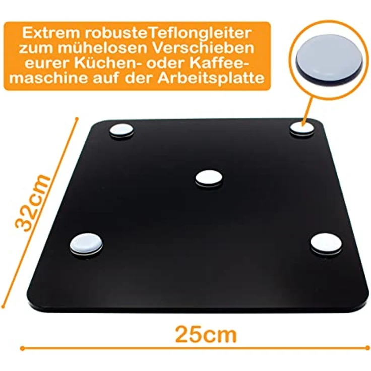 Acryl Gleitbrett | schwarz | 32x25cm für Philips Kaffeevollautomaten Serie 800 | 1200 | 2200 | 3000 | 3100 | 3200 | 4300 | 5000 | 5400 hochwertige Teflongleiter für müheloses Verschieben – Bild 3