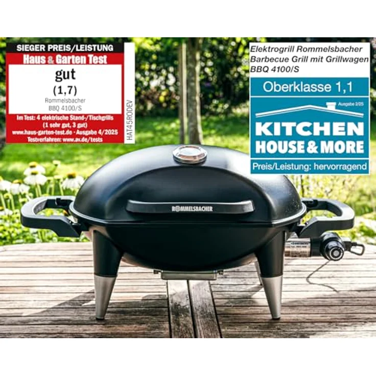 Rommelsbacher Kontaktgrill BBQ 4000, Elektrischer Grill mit Deckel, kompakt, schwarz – Bild 3