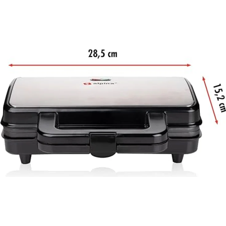 *Alpina* 2-in-1-Sandwichmaker XL, 900,00 W - Leistungsstarkes Must-have für schnelle und leckere Snacks, weiß – Bild 3