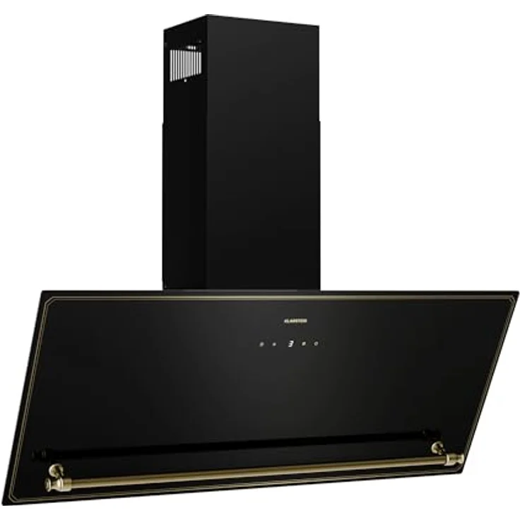 Klarstein Victoria Dunstabzugshaube 90 cm, 400 m³/h, A++, Touch-Bedienfeld, LED-Beleuchtung, Schwarz/Gold, Abluft & Umluft, Leise 52 dB – Bild 1