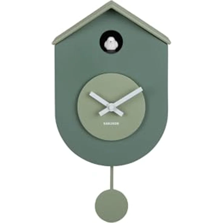 Karlsson Wanduhr Grato Cuckoo, rechteckige Kuckucksuhr in jadegrün, 9.2x17.5x33.2cm aus Thermoplast, modernes Wohnzimmer-Dekor – Bild 4