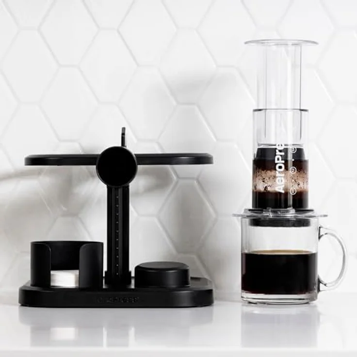 AeroPress Organizer Ständer, kompakte Aufbewahrung für Original, Clear, XL Kaffeemaschinen & Zubehör – rutschfester Stand, Schwarz – Bild 2