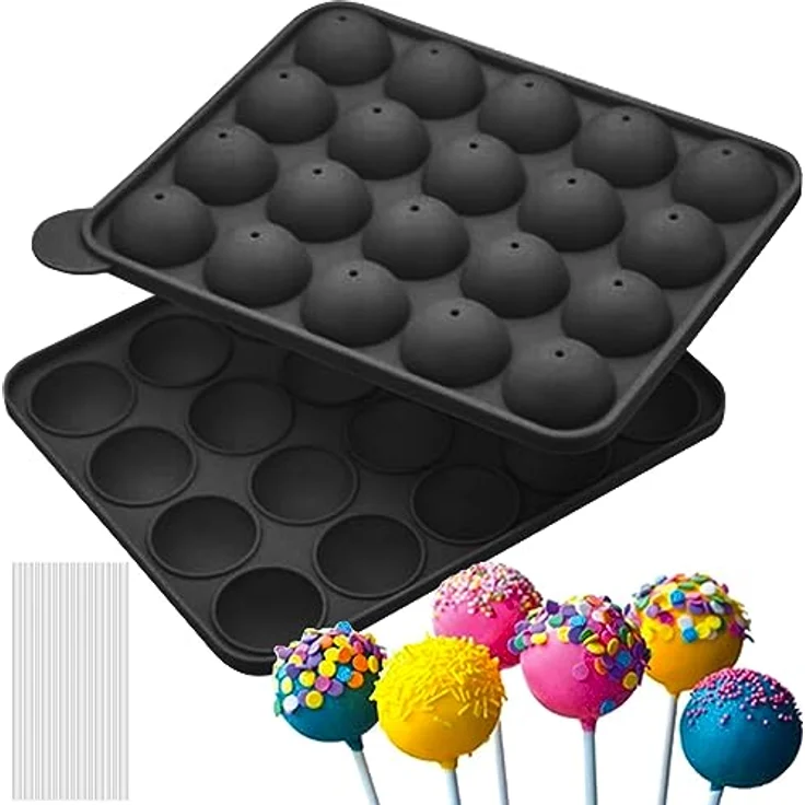 Ruhhy Cake-Pop-Form Magic Bake Silikonform für Kekse & Lollies, 20 Formen, 4 cm, backofenfest, auslaufsicher, Silikonform zum Backen oder Einfrieren, grün – Bild 1