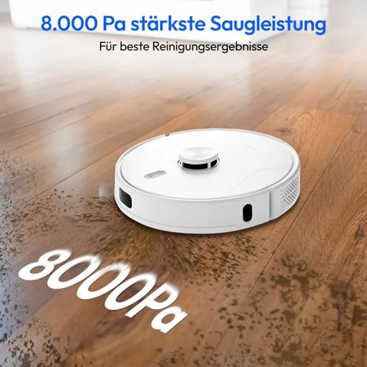MEDION Saugroboter mit Absaugstation, Lasernavigation und Wischfunktion X41 SW+ (Starke 8000Pa Saugkraft, 2in1 Roboterstaubsauger, präzise Kartenerstellung, Go & No Go Bereiche, mehrere Etagen) in schwarz – Bild 5