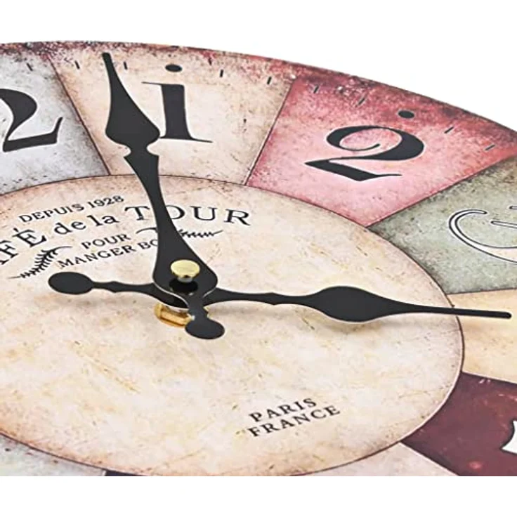 vidaXL Wanduhr Vintage Rund Bunt 30cm Bürouhr Küchenuhr Dekouhr Uhr Wohnzimmer – Bild 4
