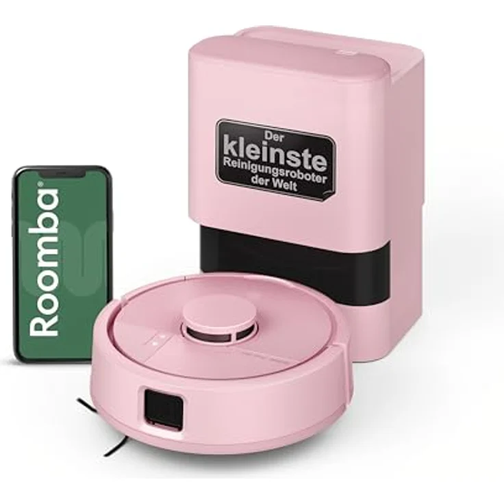 iRobot Roomba® Mini Saug- & Wischroboter, kompakt mit AutoEmpty™ Dock und intensiver Saugleistung, Rosa – Bild 1