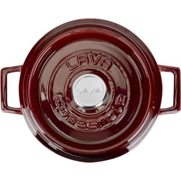 LAVA Gusseisentopf mit Deckel, emailliert, Ø 24 cm, 4,49 Liter, Rot, backofengeeignet, spülmaschinengeeignet, energiesparend – Bild 3